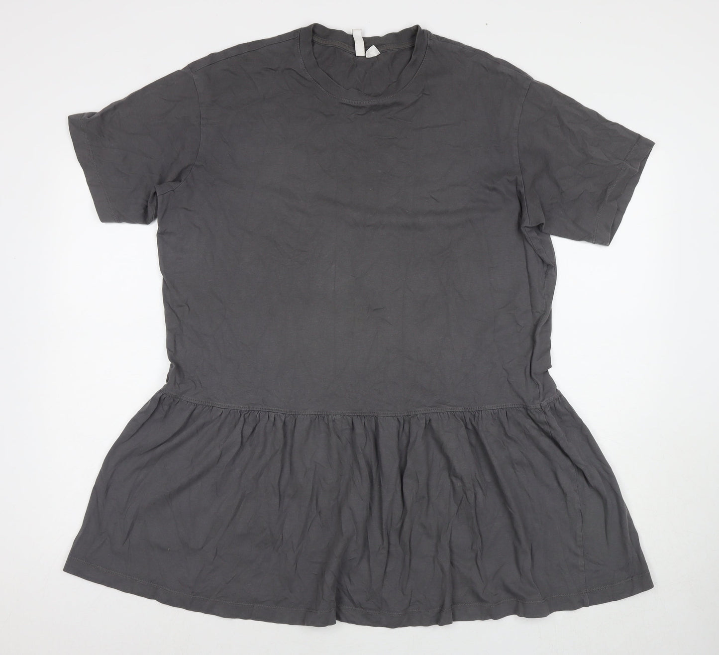Divided by H&M Womens Grey Cotton T-Shirt Dress Size M Round Neck Pullover