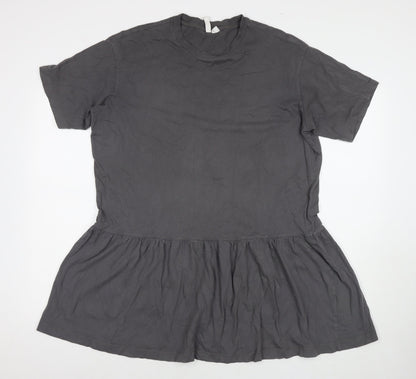 Divided by H&M Womens Grey Cotton T-Shirt Dress Size M Round Neck Pullover