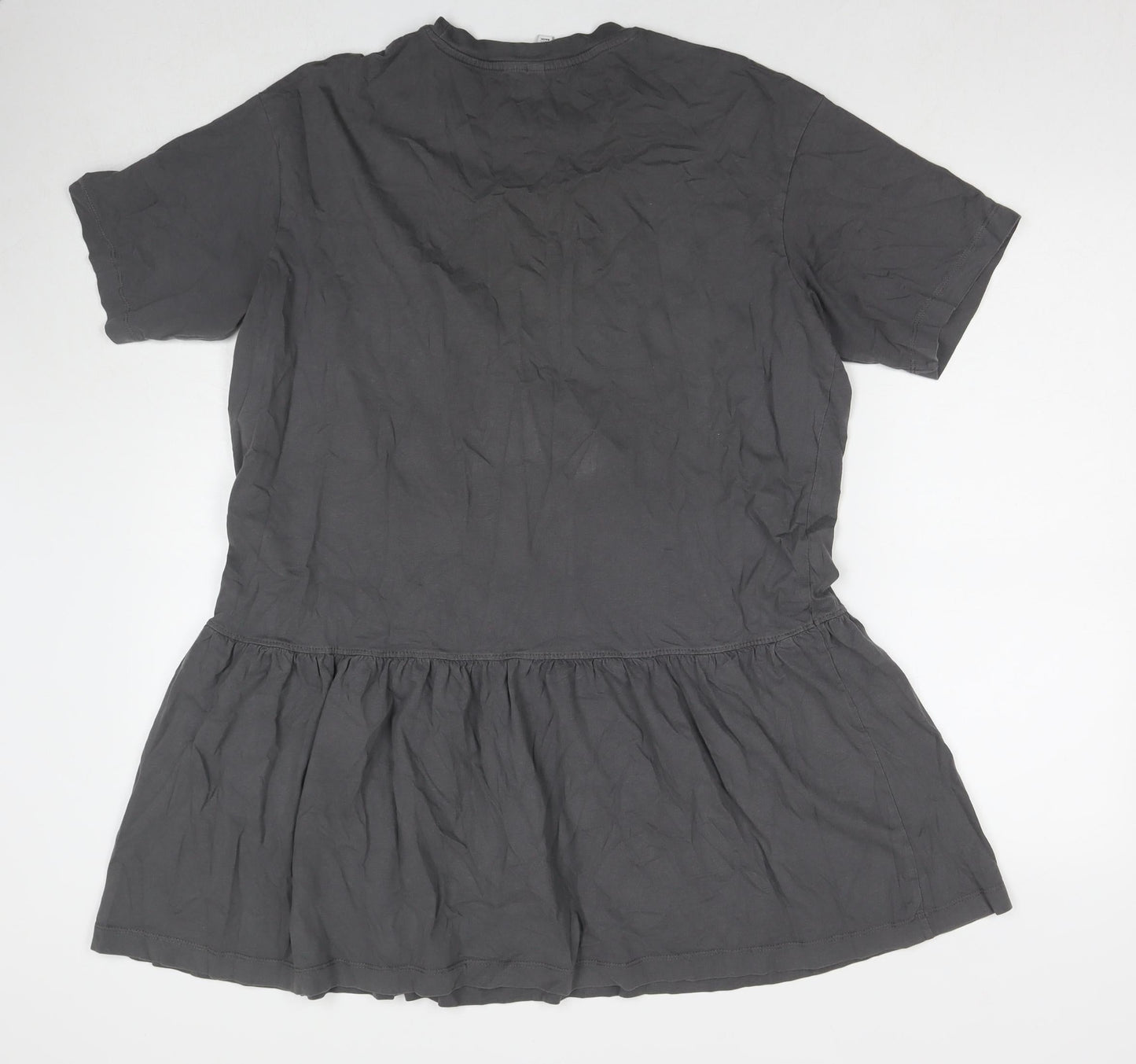 Divided by H&M Womens Grey Cotton T-Shirt Dress Size M Round Neck Pullover