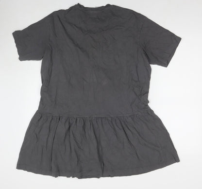 Divided by H&M Womens Grey Cotton T-Shirt Dress Size M Round Neck Pullover