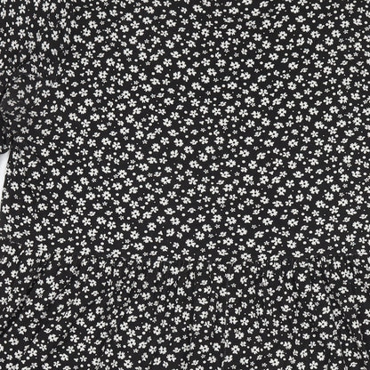 Wednesday's Girl Womens Black Floral Viscose Fit & Flare Size 18 Round Neck Pullover