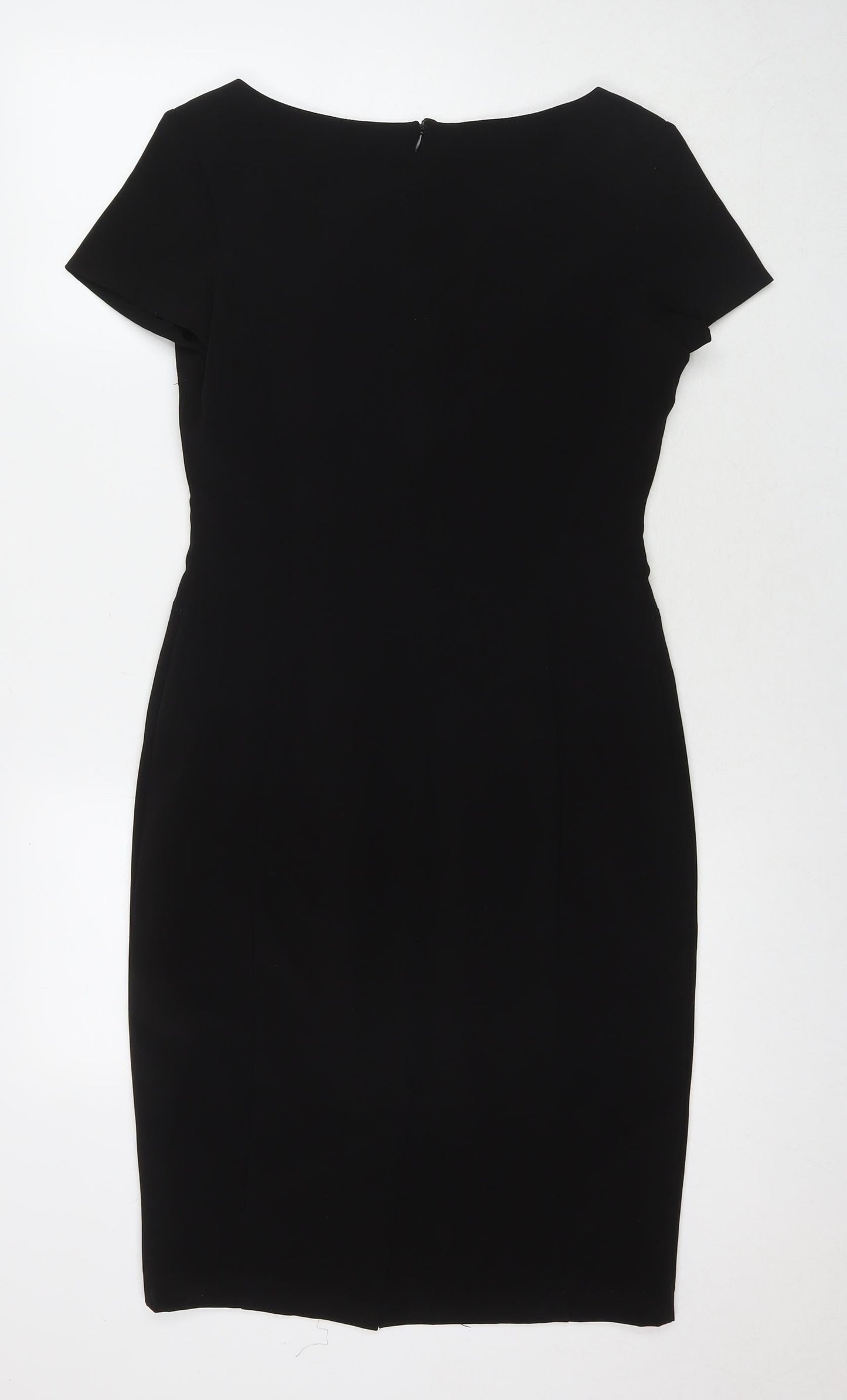 Marks and Spencer Womens Black Polyester A-Line Size 10 Round Neck Zip