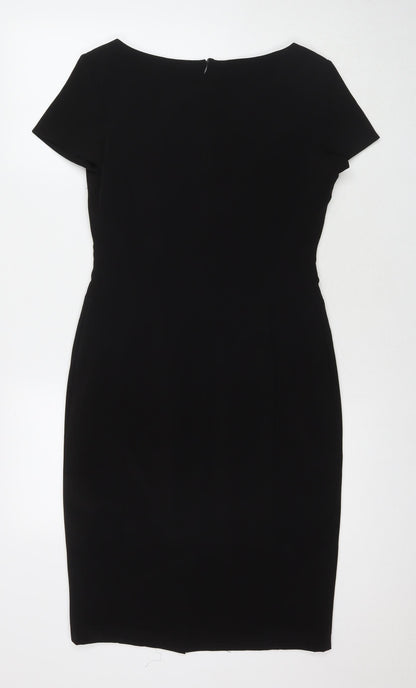 Marks and Spencer Womens Black Polyester A-Line Size 10 Round Neck Zip