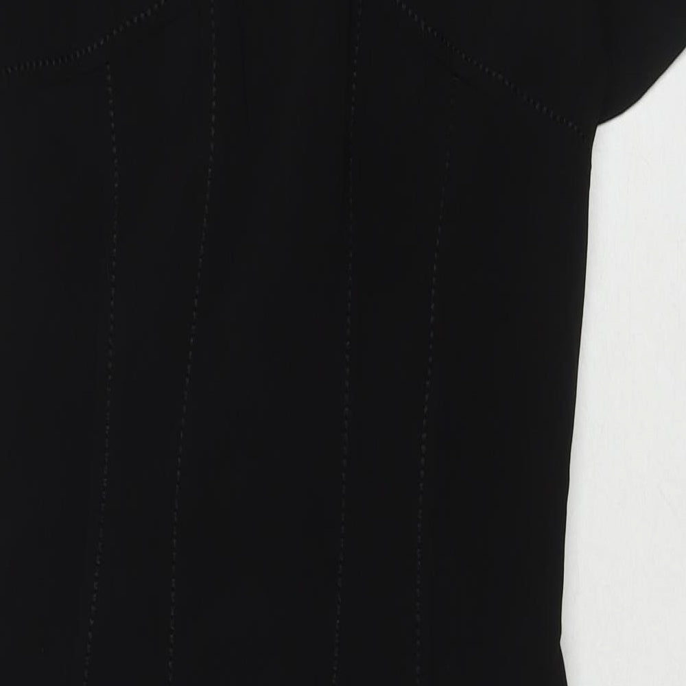 Marks and Spencer Womens Black Polyester A-Line Size 10 Round Neck Zip