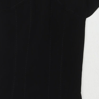 Marks and Spencer Womens Black Polyester A-Line Size 10 Round Neck Zip