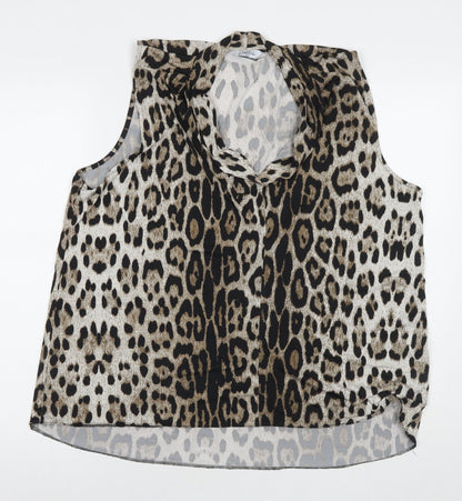 Classics Womens Beige Animal Print Polyester Basic Tank Size 20 V-Neck