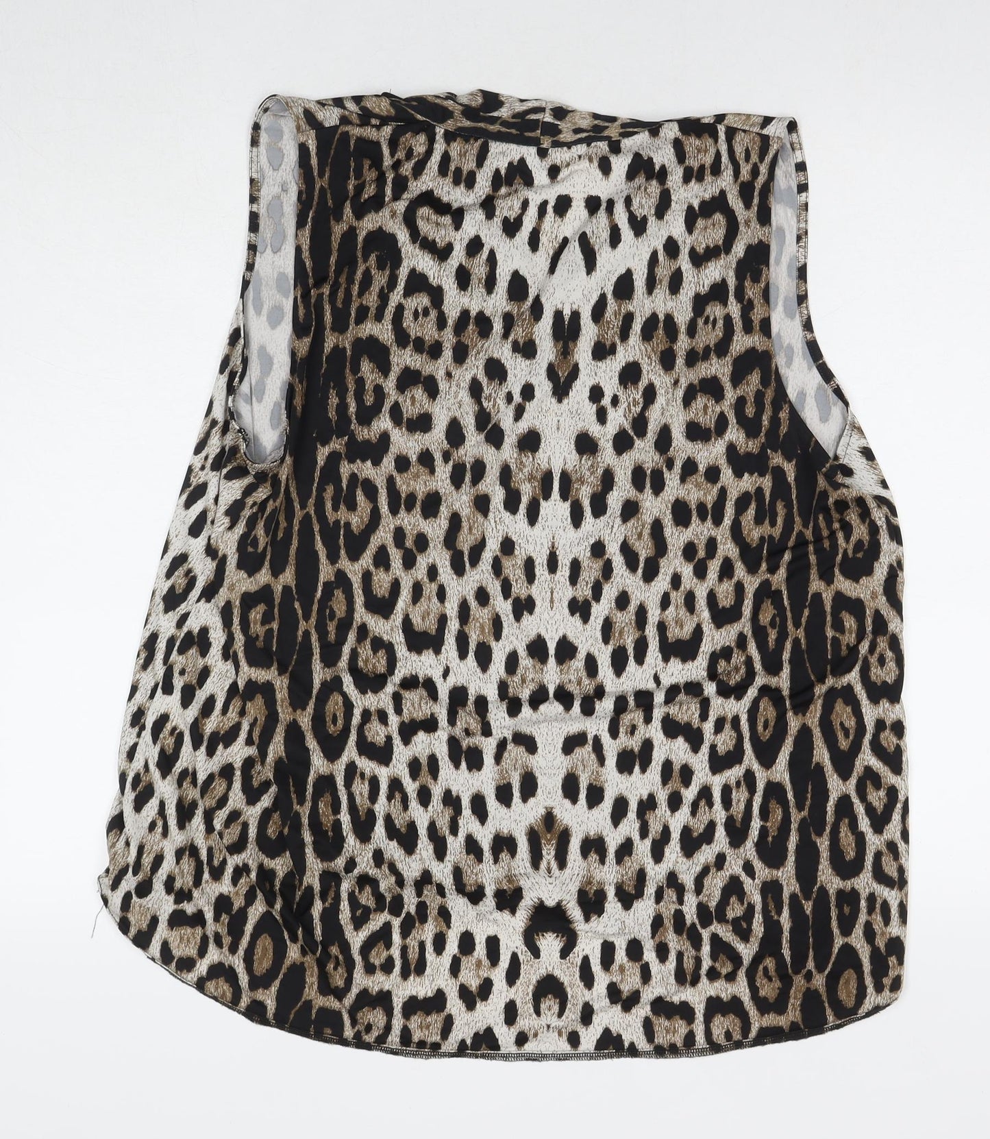 Classics Womens Beige Animal Print Polyester Basic Tank Size 20 V-Neck