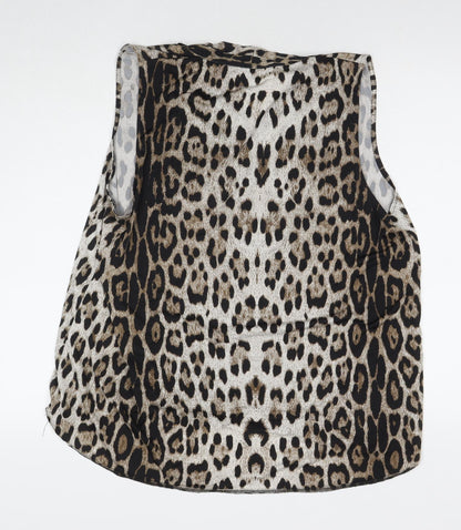 Classics Womens Beige Animal Print Polyester Basic Tank Size 20 V-Neck