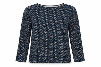 Worthington Industries Womens Blue Geometric Viscose Basic Blouse Size M Round Neck