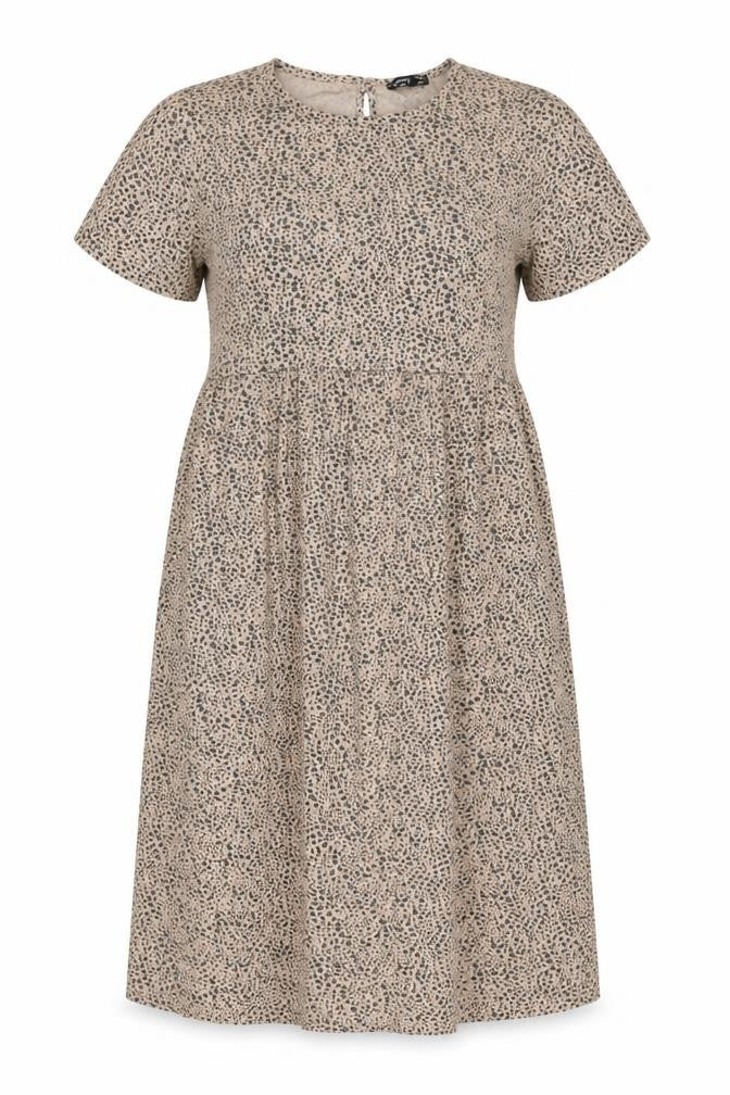 Wednesday's Girl Womens Beige Animal Print Viscose Fit & Flare Size 14 Round Neck Pullover - Leopard Print