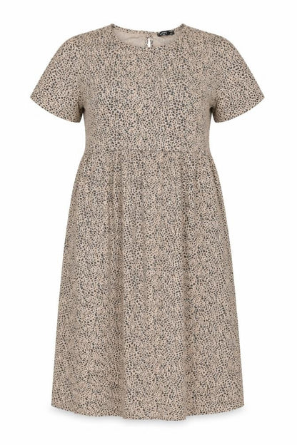 Wednesday's Girl Womens Beige Animal Print Viscose Fit & Flare Size 14 Round Neck Pullover - Leopard Print