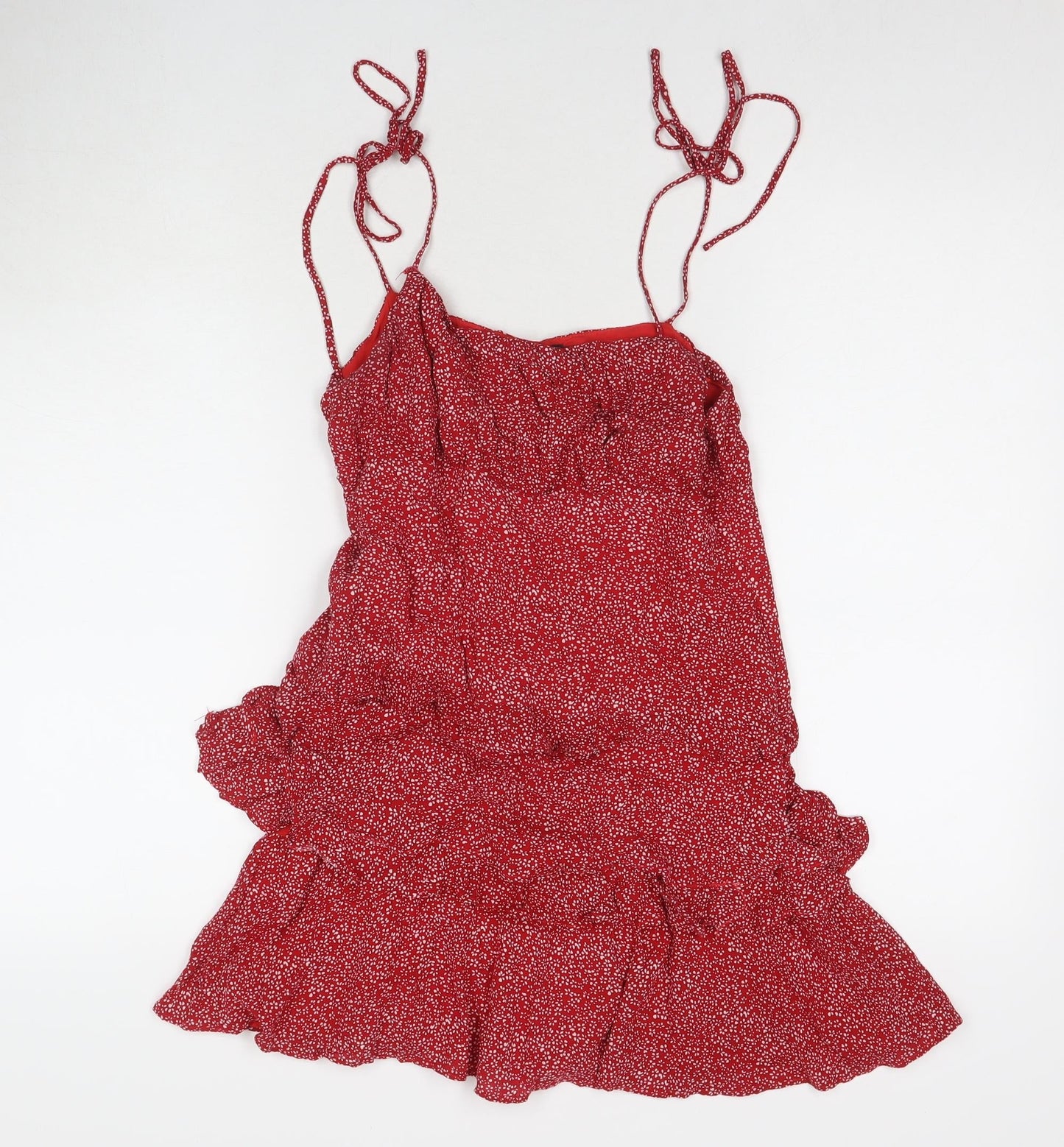 Sundae Muse Womens Red Geometric Viscose Tank Dress Size 8 V-Neck Pullover