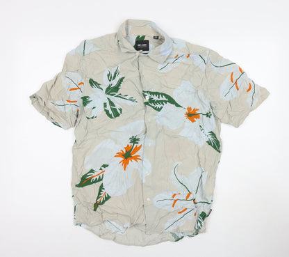 Additional front view of Only & Sons men’s multicoloured floral viscose button-up, size M, collared button