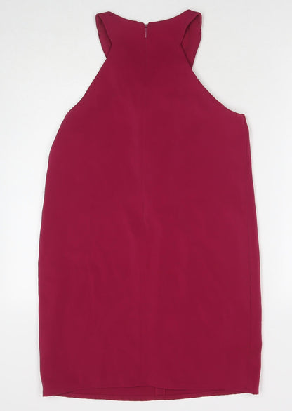 Mango Womens Red Polyester A-Line Size XS V-Neck Zip