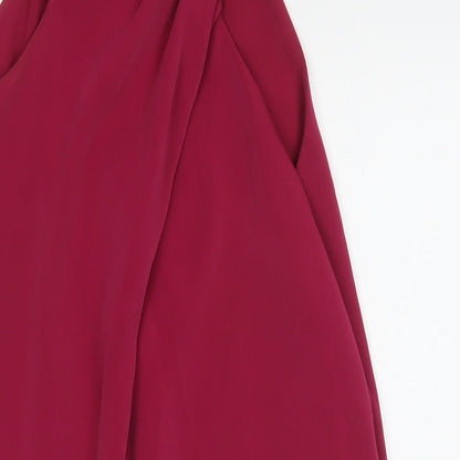 Mango Womens Red Polyester A-Line Size XS V-Neck Zip