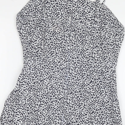 Rumor Womens White Animal Print Polyester Tank Dress Size 8 Square Neck Zip - Leopard Print