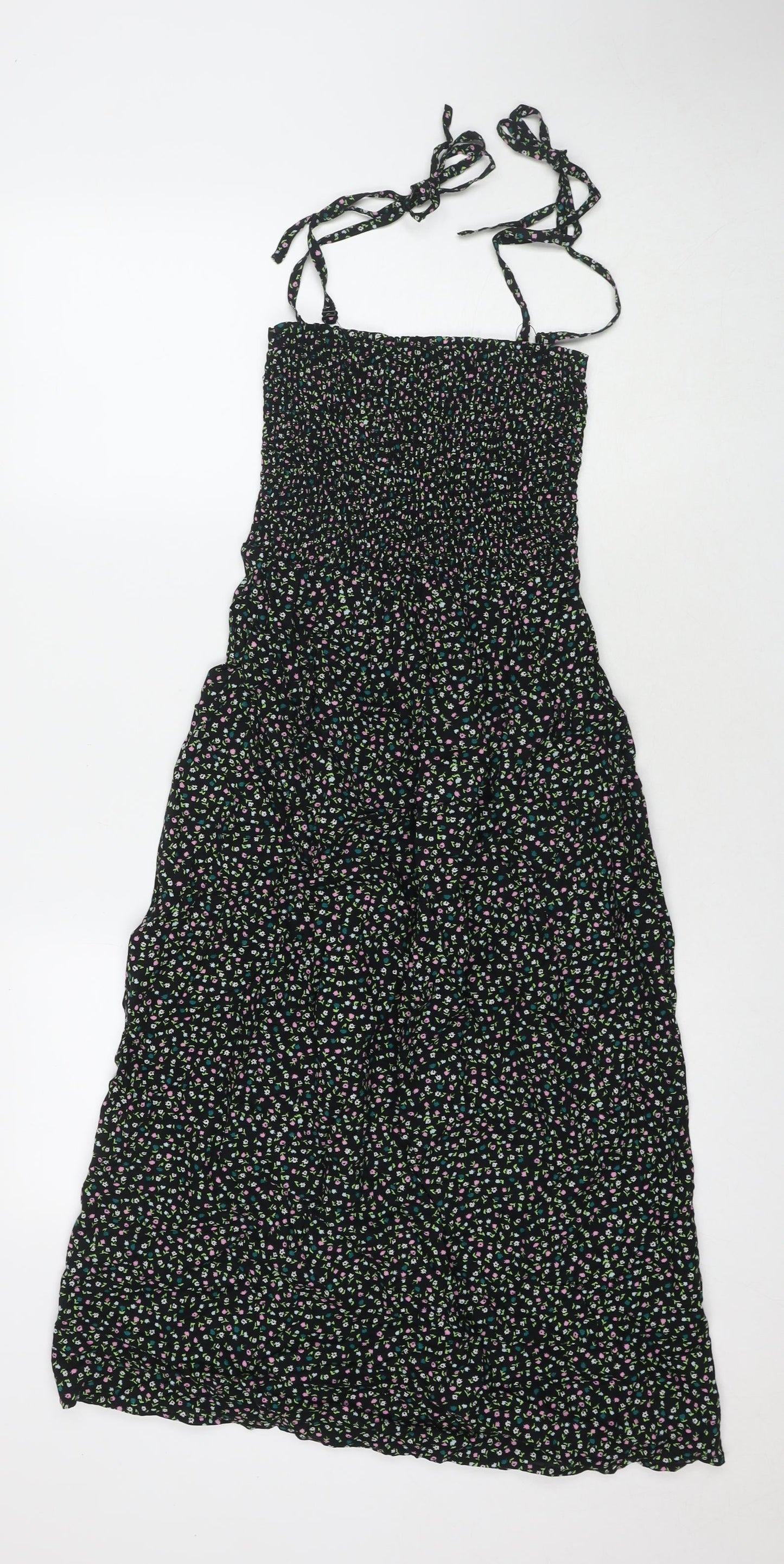Marks and Spencer Womens Multicoloured Floral Cotton Maxi Size 8 Square Neck Pullover - Strapless