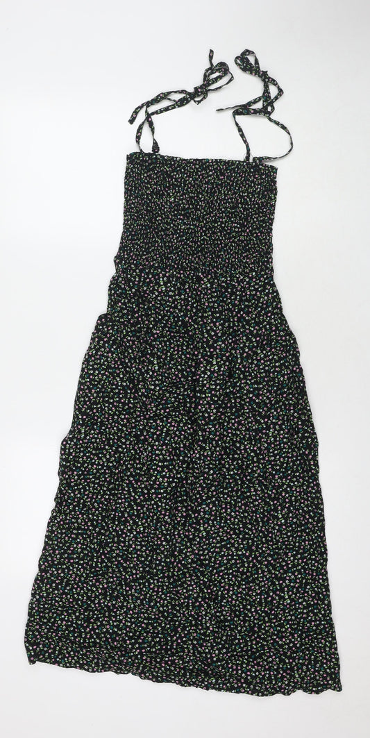 Marks and Spencer Womens Multicoloured Floral Cotton Maxi Size 8 Square Neck Pullover - Strapless