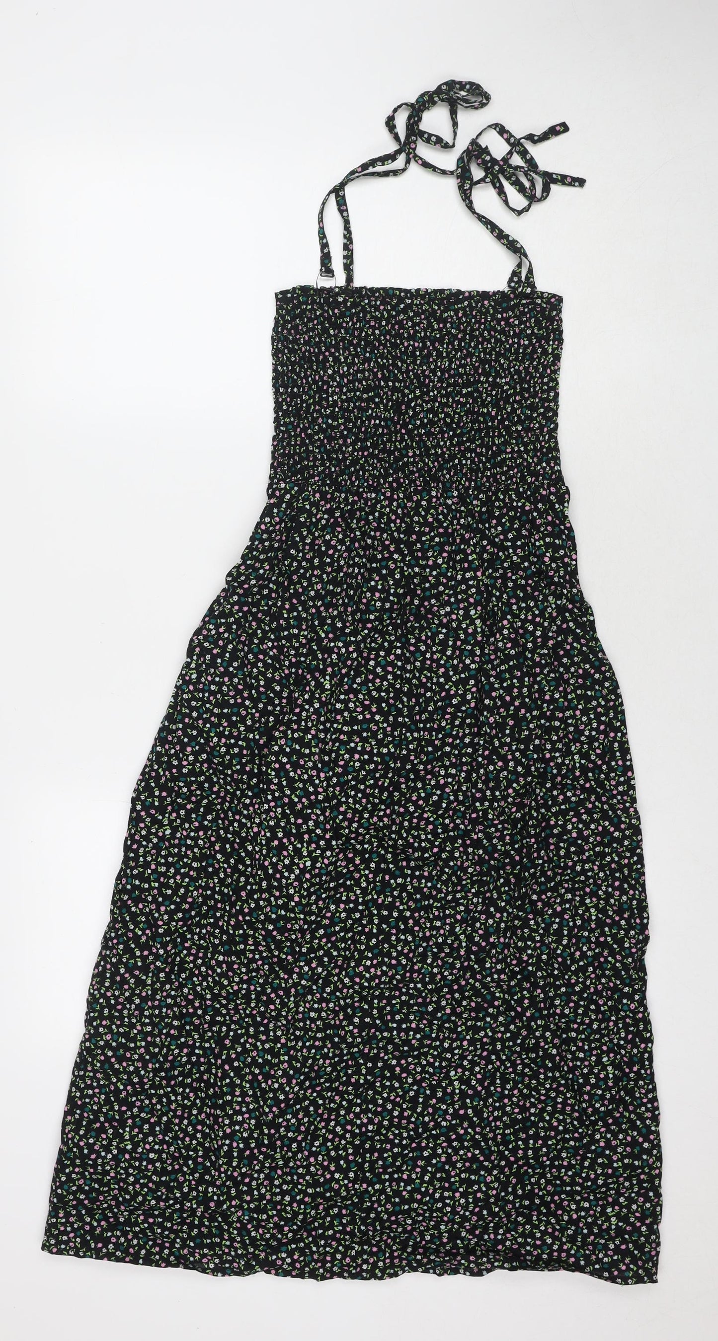 Marks and Spencer Womens Multicoloured Floral Cotton Maxi Size 8 Square Neck Pullover - Strapless