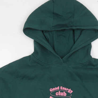 Oh Me Oh My Womens Green Cotton Pullover Hoodie Size 6 Pullover - Good Energy Club