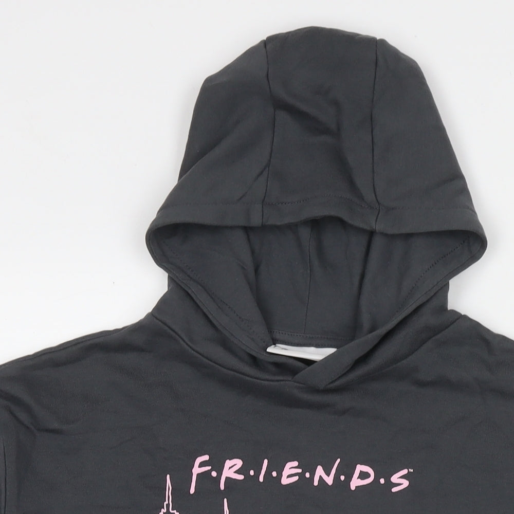 Friends Girls Grey Cotton Pullover Hoodie Size 11-12 Years Pullover - Logo
