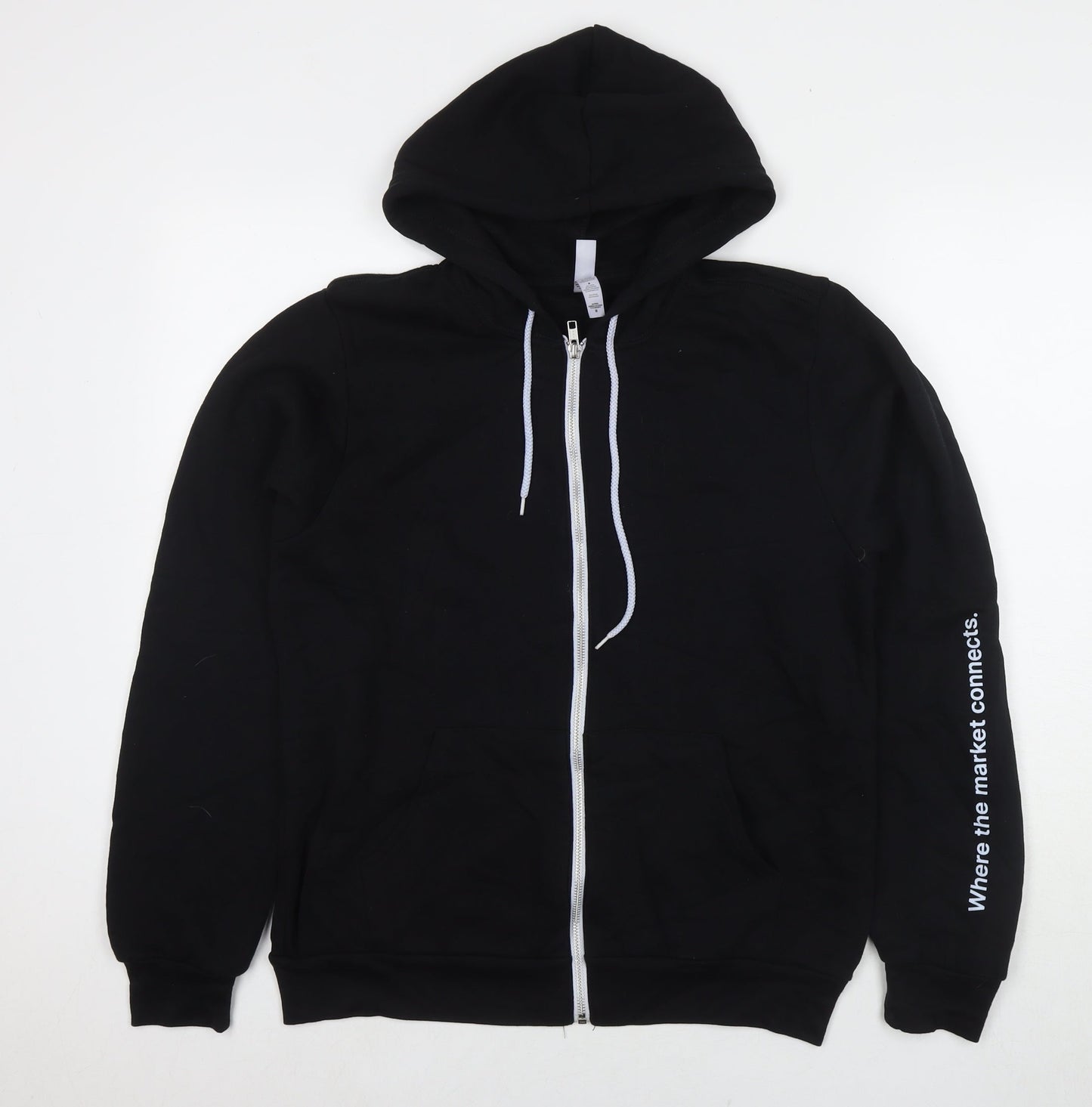 Bella&Canvas Mens Black Cotton Full Zip Hoodie Size M - Where the market connects.