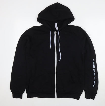 Bella&Canvas Mens Black Cotton Full Zip Hoodie Size M - Where the market connects.