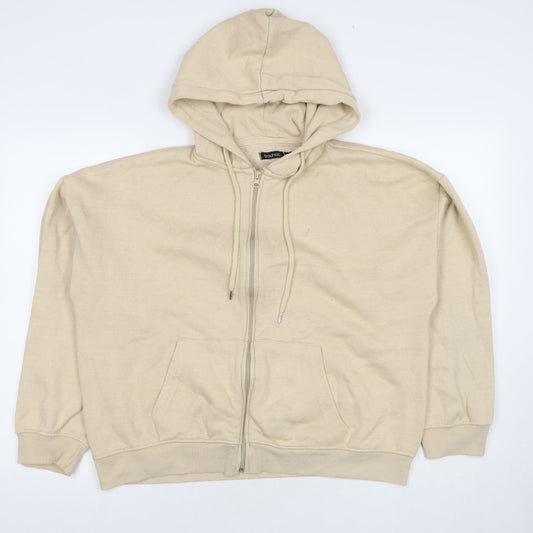 Boohoo Womens Beige Polyester Full Zip Hoodie Size S Zip