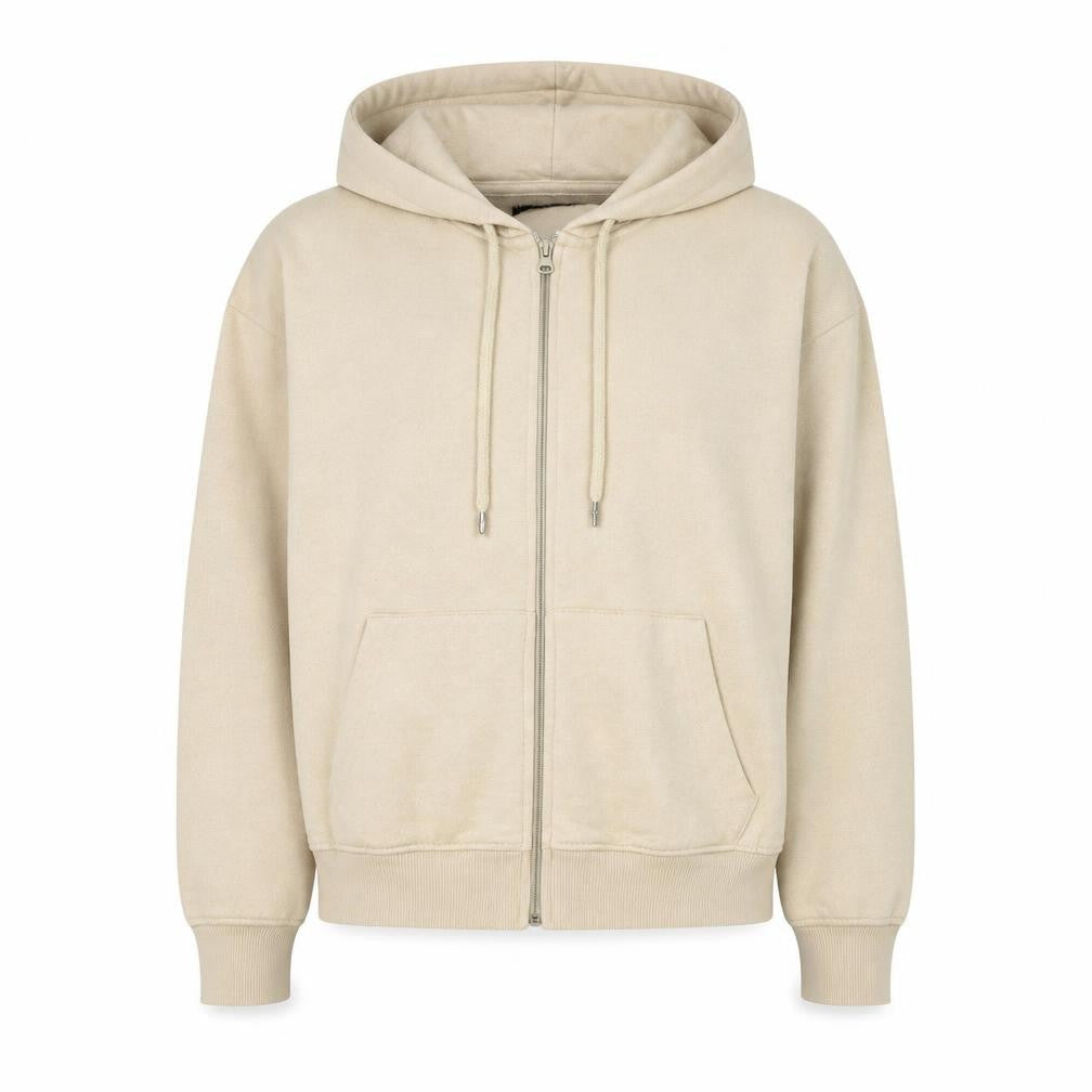 Womens UK Size S Boohoo Beige Full Zip Hoodie