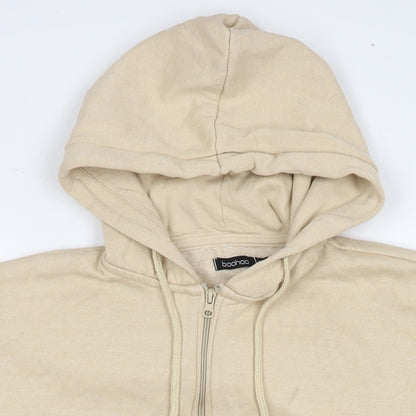 Boohoo Womens Beige Polyester Full Zip Hoodie Size S Zip