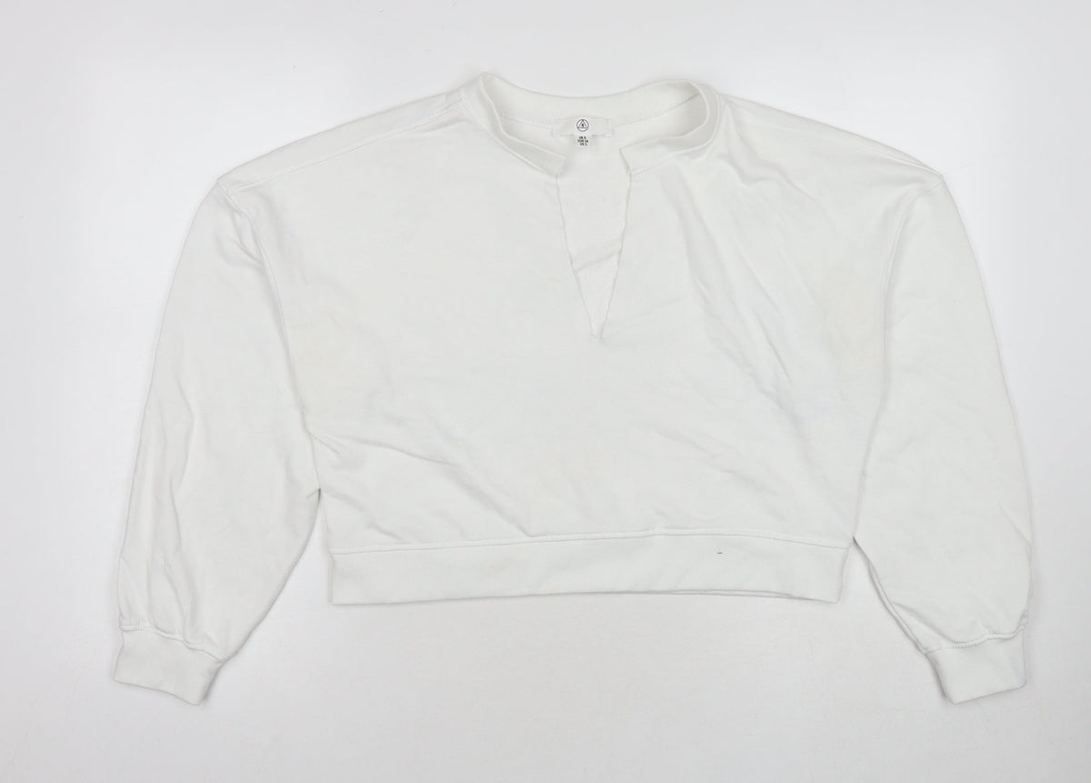 Additional front view of Missguided women’s white polyester pullover sweatshirt, size UK 6, pullover