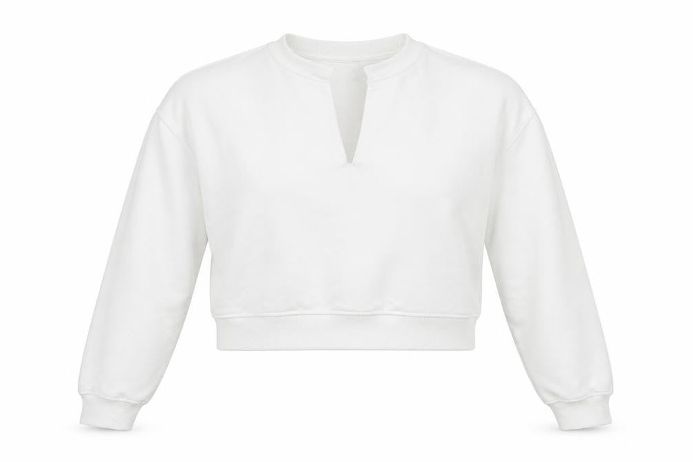 Front view of Missguided women’s white polyester pullover sweatshirt, size UK 6, pullover