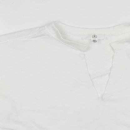 Close-up detail of Missguided women’s white polyester pullover sweatshirt, size UK 6, pullover