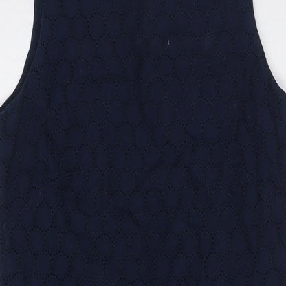 Gap Womens Blue Cotton Pencil Dress Size 4 Boat Neck Zip - Broderie Englaise