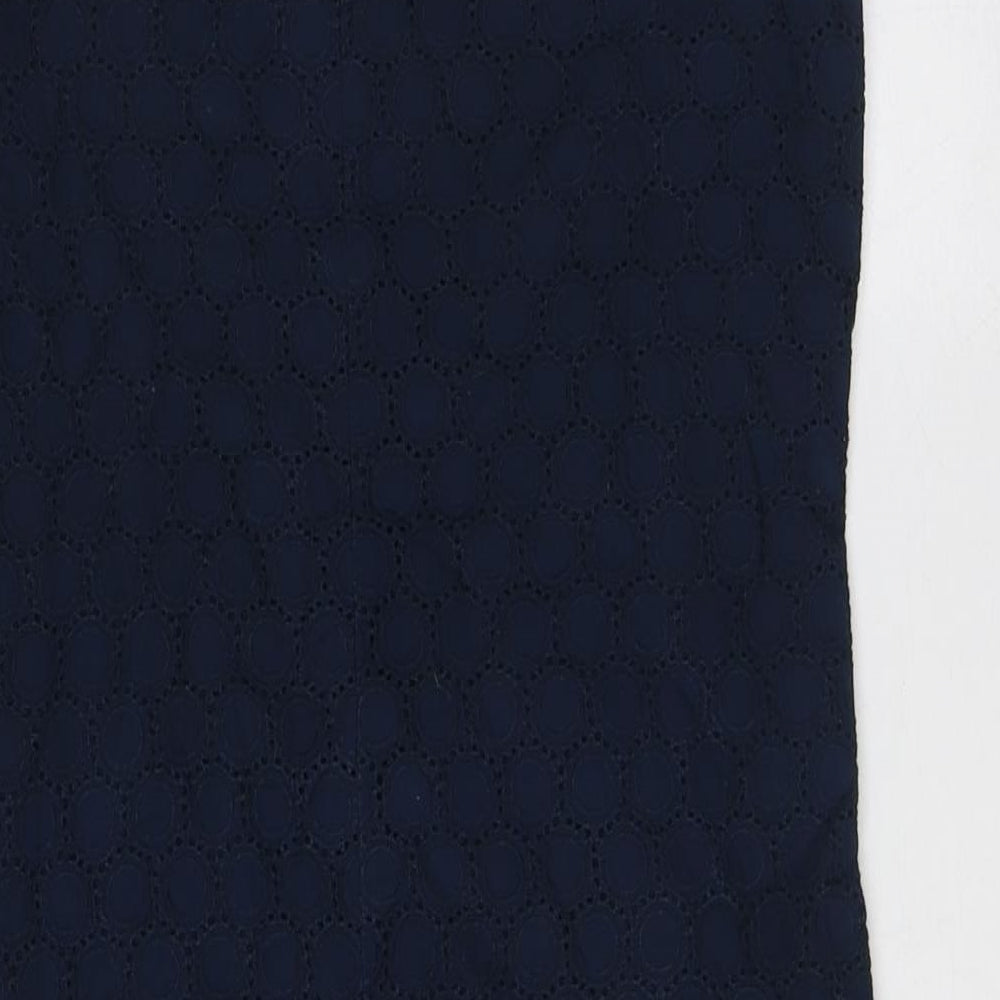 Gap Womens Blue Cotton Pencil Dress Size 4 Boat Neck Zip - Broderie Englaise