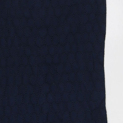 Gap Womens Blue Cotton Pencil Dress Size 4 Boat Neck Zip - Broderie Englaise