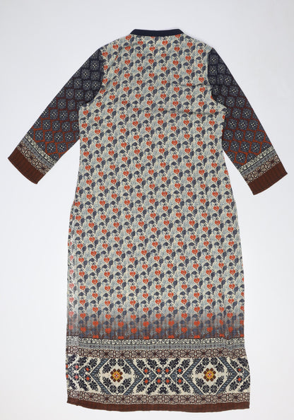 FusionBeats Womens Multicoloured Polyester Tunic Blouse Size S Round Neck