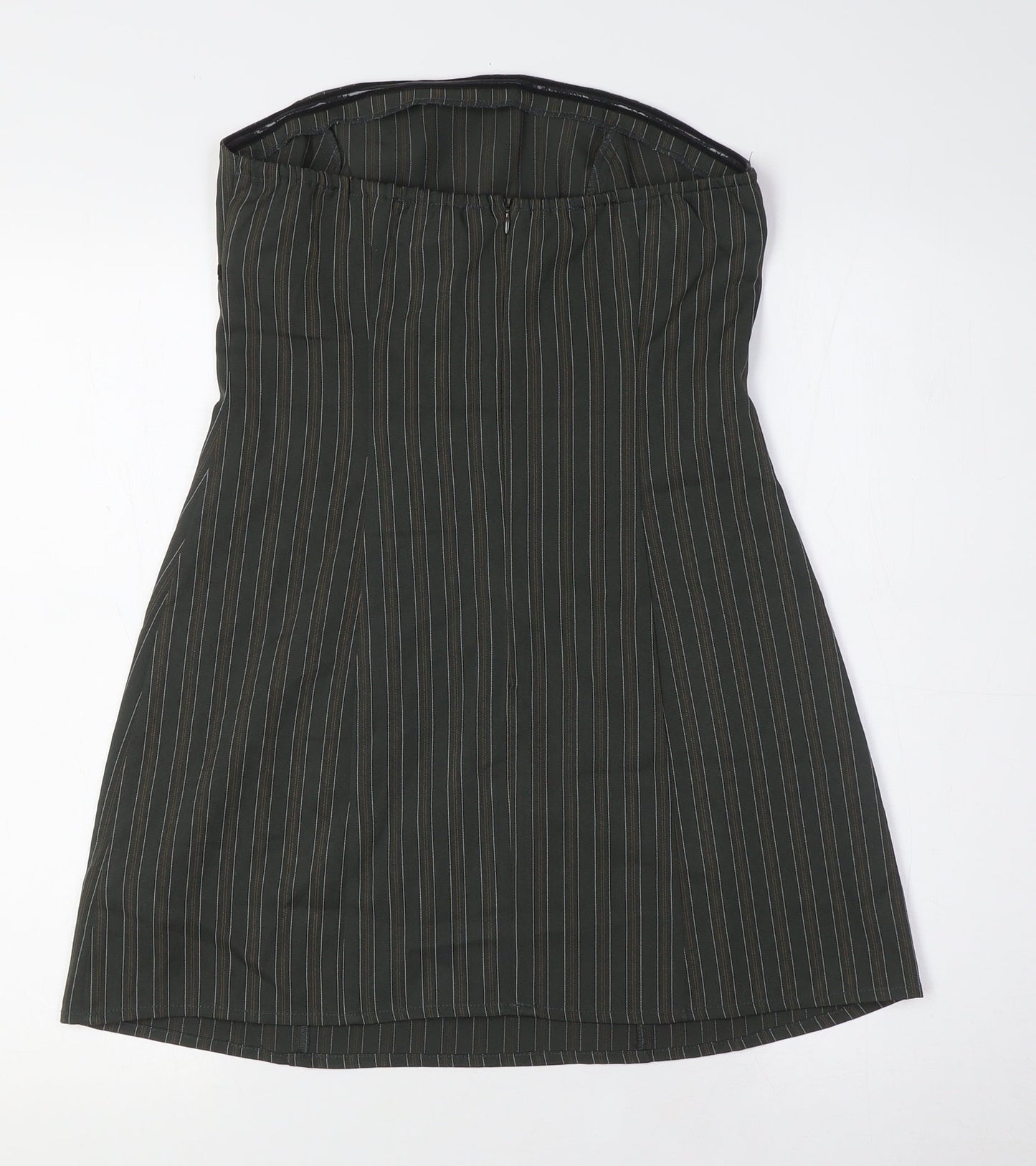 Motel Womens Brown Striped Polyester A-Line Size S Off the Shoulder Zip - High Empire