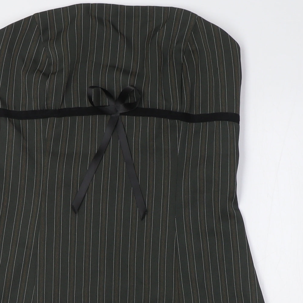 Motel Womens Brown Striped Polyester A-Line Size S Off the Shoulder Zip - High Empire