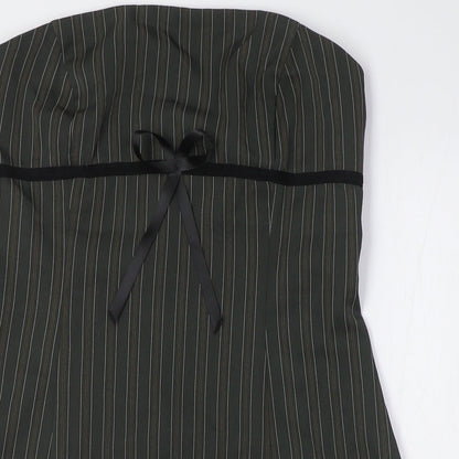 Motel Womens Brown Striped Polyester A-Line Size S Off the Shoulder Zip - High Empire