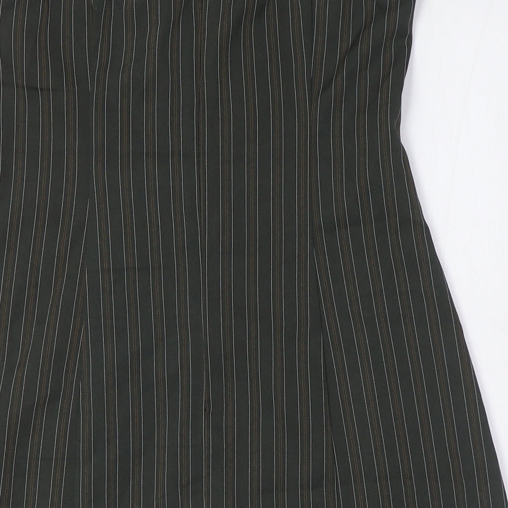 Motel Womens Brown Striped Polyester A-Line Size S Off the Shoulder Zip - High Empire