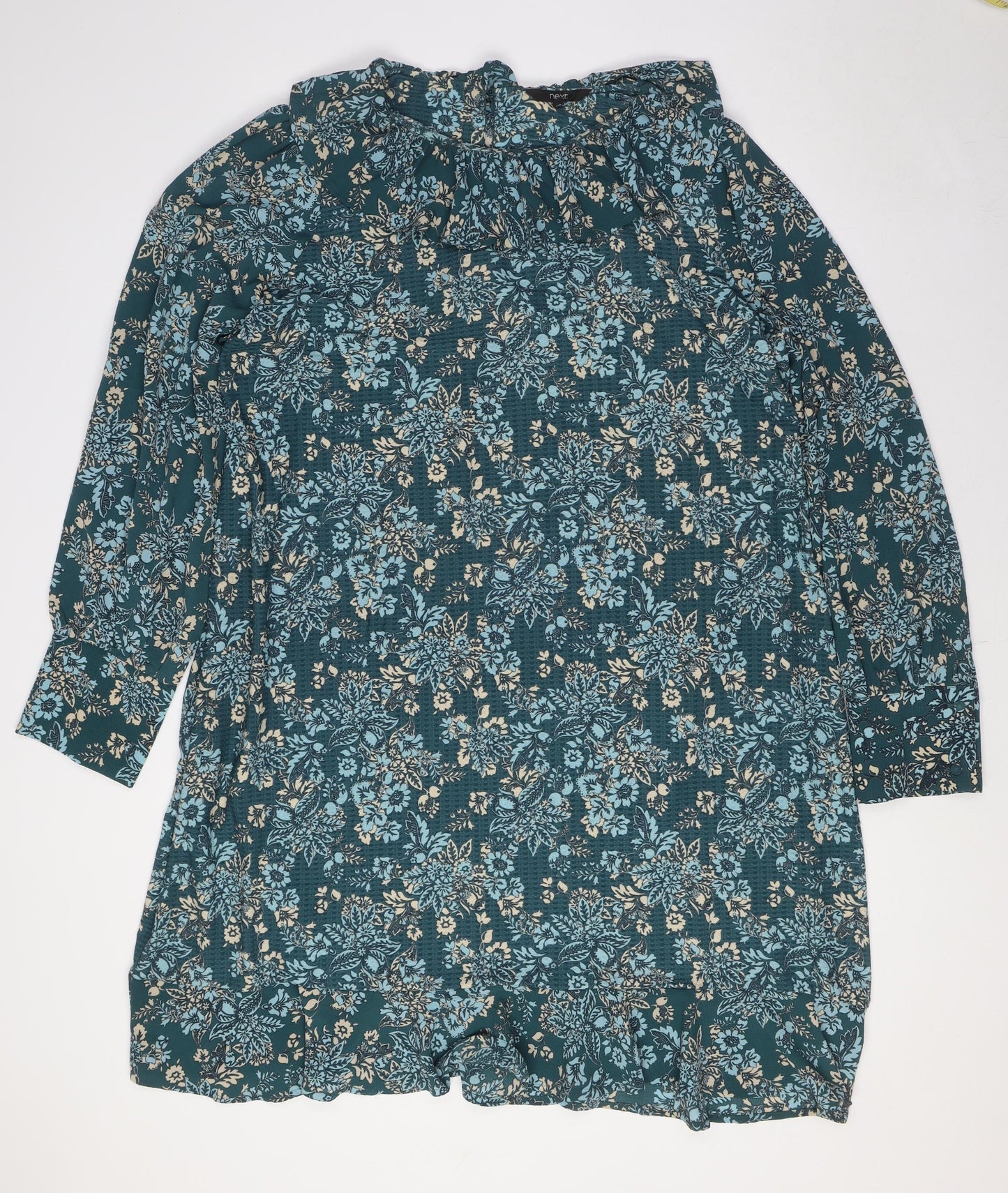 NEXT Womens Green Polyester A-Line Size 20 Round Neck - Ruffled Collar