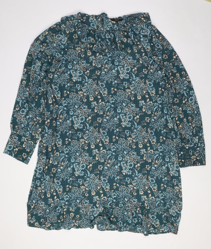 NEXT Womens Green Polyester A-Line Size 20 Round Neck - Ruffled Collar