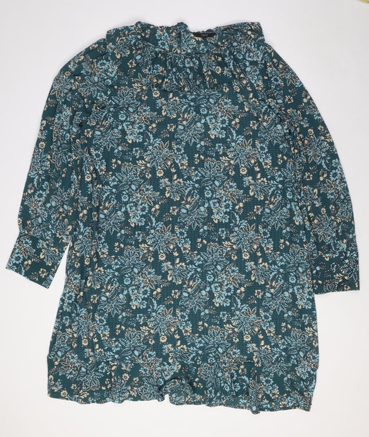 NEXT Womens Green Polyester A-Line Size 20 Round Neck - Ruffled Collar