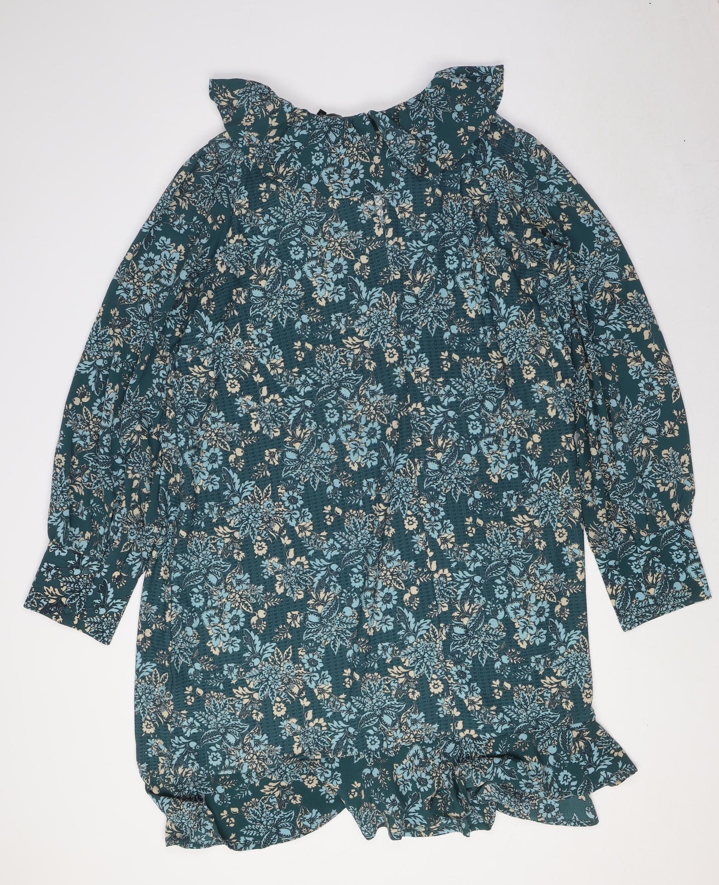 NEXT Womens Green Polyester A-Line Size 20 Round Neck - Ruffled Collar