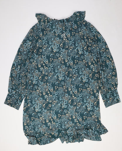 NEXT Womens Green Polyester A-Line Size 20 Round Neck - Ruffled Collar