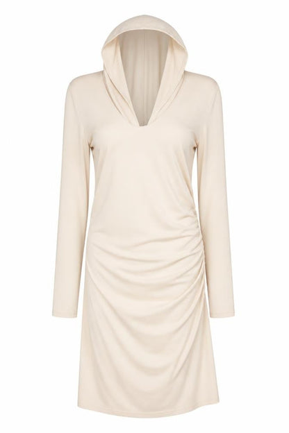 Zara Womens Beige Polyester A-Line Size XL Mock Neck - Hood, Open Back