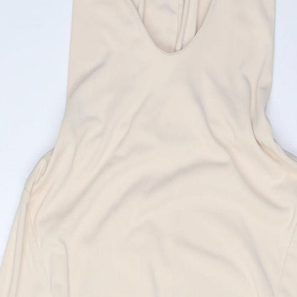 Zara Womens Beige Polyester A-Line Size XL Mock Neck - Hood, Open Back