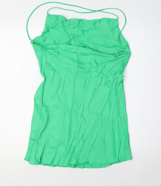 Zara Womens Green Viscose A-Line Size M Scoop Neck