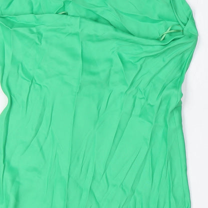 Zara Womens Green Viscose A-Line Size M Scoop Neck